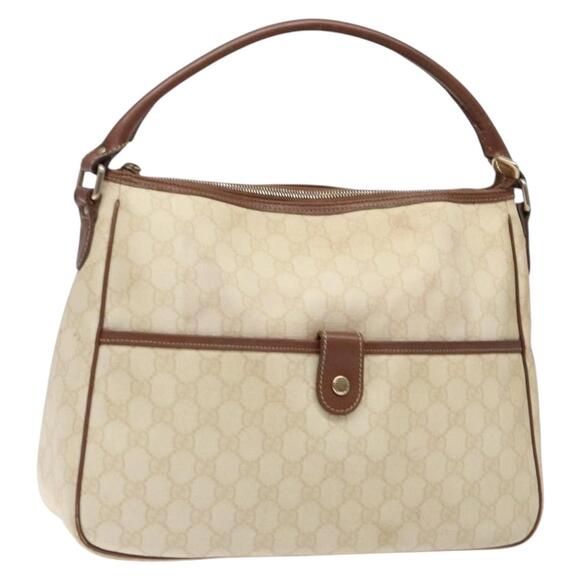 GUCCI GG Supreme Hand Bag Pvc White Gold - Picture 1 of 16